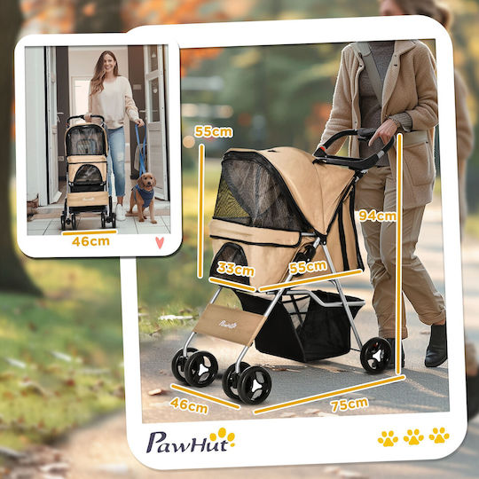 Pawhut Dog/Cat Carrying Brown Basket for 10kg Pets L94xW75xH46cm
