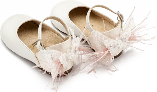 Babywalker Ecru Pink Baptism Leather Pumps