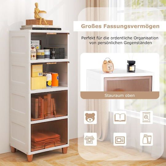 Costway Plastic Cutie de Depozitare cu Capac Maro 150lt 4buc