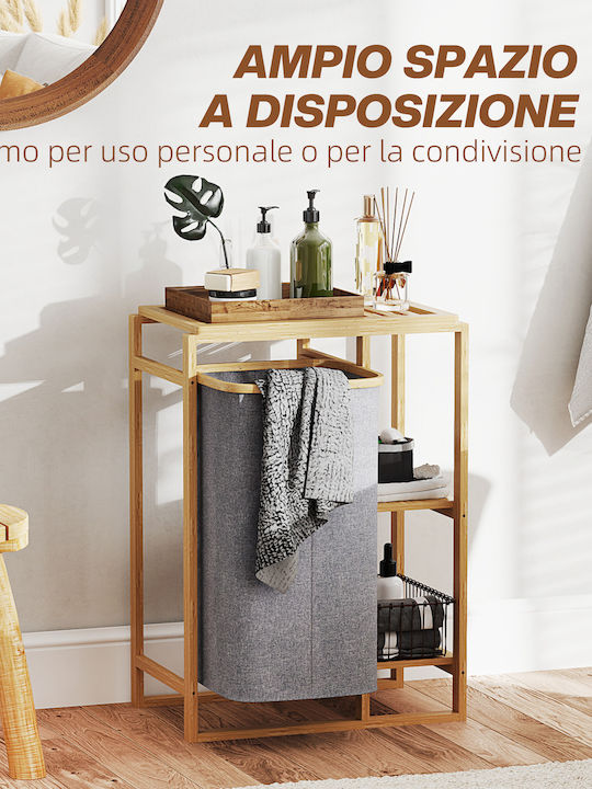 HomCom Coș De Rufe Din Bambus 50x32x70cm Gri