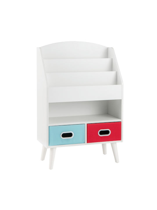 Kids Wooden Bookcase White 63x30x97cm