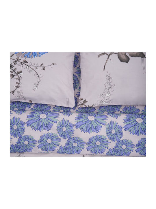 Heinner Duvet Cover Set Cotton Semi-double with Pillowcase & 1 Sheet 180x215 Blue