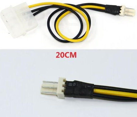 Power Supply Cable Adapter 4 Pin Molex Ide to 3 Pin CPU Motherboard Fan 20cm OEM