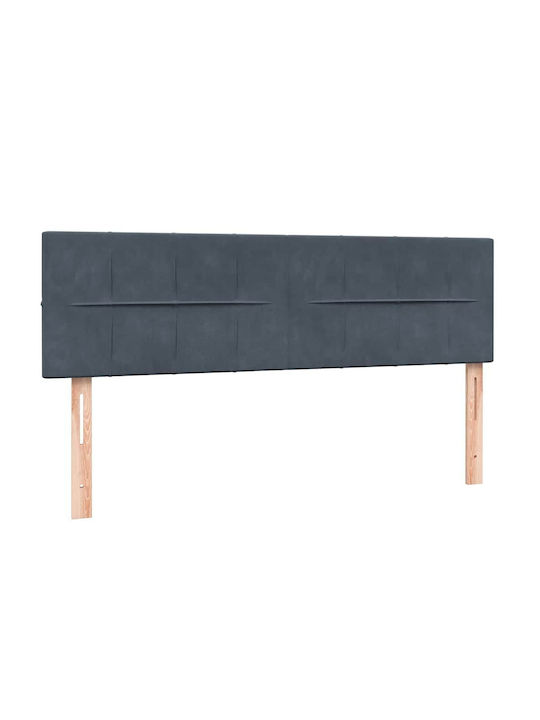 Double Upholstered Bed with Fabric Dark Grey with Slats and Mattress 160x210cm