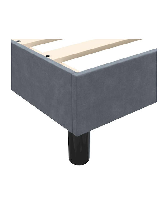Double Upholstered Bed with Fabric Dark Grey with Slats and Mattress 160x210cm