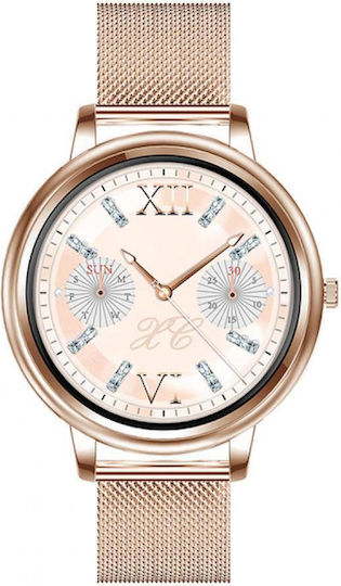 Kingwear MK20 Stainless Steel Smartwatch με SIM και Παλμογράφο (Μπεζ)