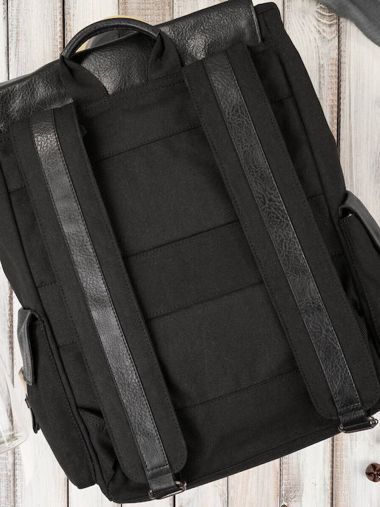 Rucsac Negru pentru Bărbați Școală A4 Laptop Rucsac de Călătorie Vegan Paolo Peruzzi