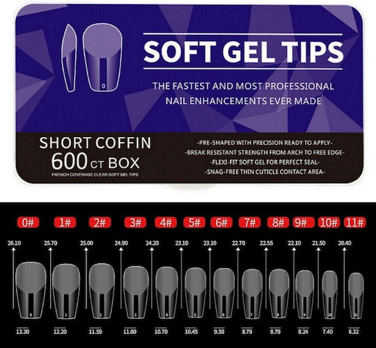 Short Coffin Soft Gel Nagelspitzen Transparent IS-8200