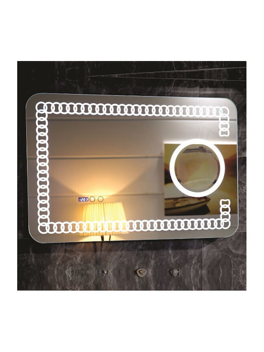Inter Ceramic Icl 1790 Mirror Bathroom Led Lighting Touch Screen Clock Temperature Indicator Anti-fog System