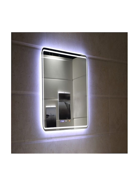 Inter Ceramic Icl 1799 Mirror Bathroom Led Lighting Touch Screen Clock Temperature Indicator Anti-fog System