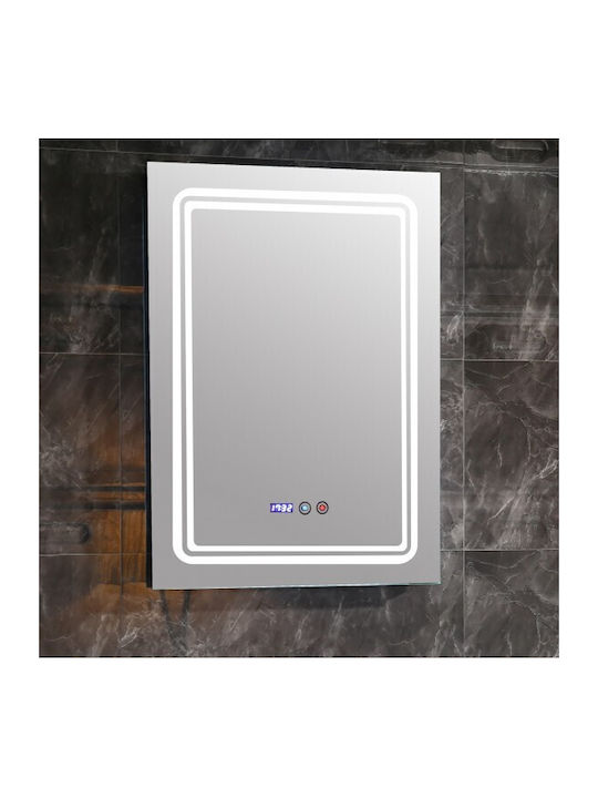 Inter Ceramic Icl 1791 Mirror Bathroom Led Lighting Touch Screen Clock Temperature Indicator Anti-fog System