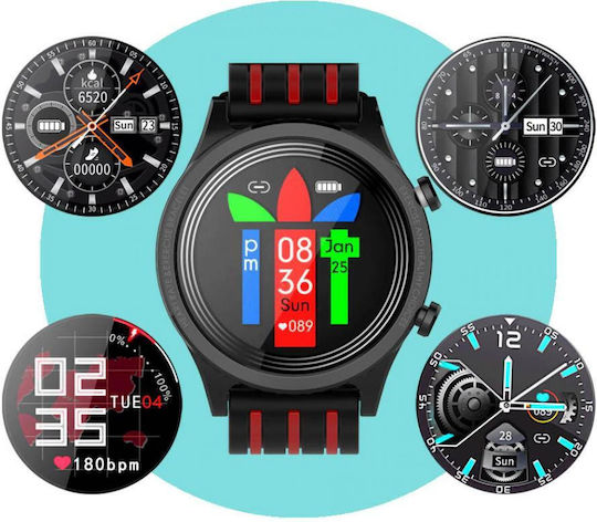 Kingwear E5 46mm Smartwatch mit Pulsmesser (Schwarz)