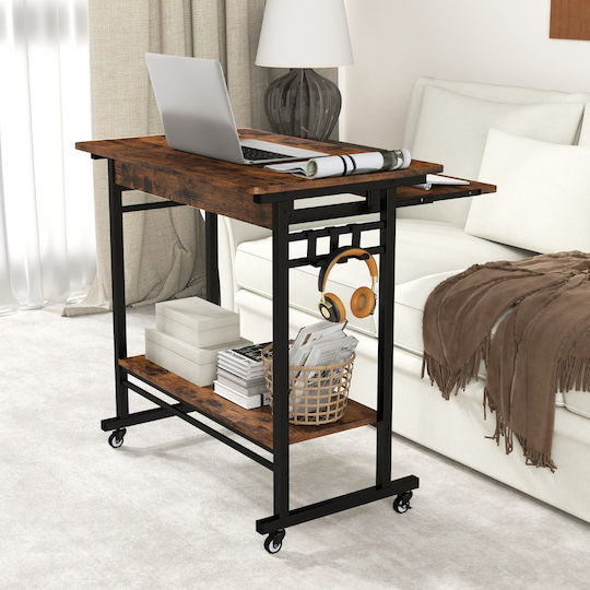 Γραφείο Υπολογιστή Ξύλινο Ροζ με Μεταλλικά Πόδια 80x50x78εκ.