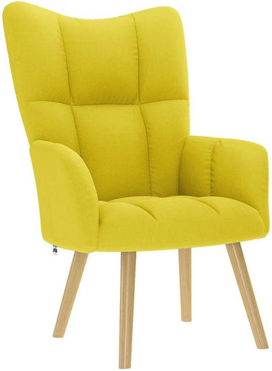 Armchair with Footstool Light Yellow 61.5x69x95.5cm