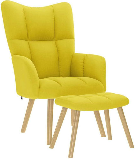 Armchair with Footstool Light Yellow 61.5x69x95.5cm