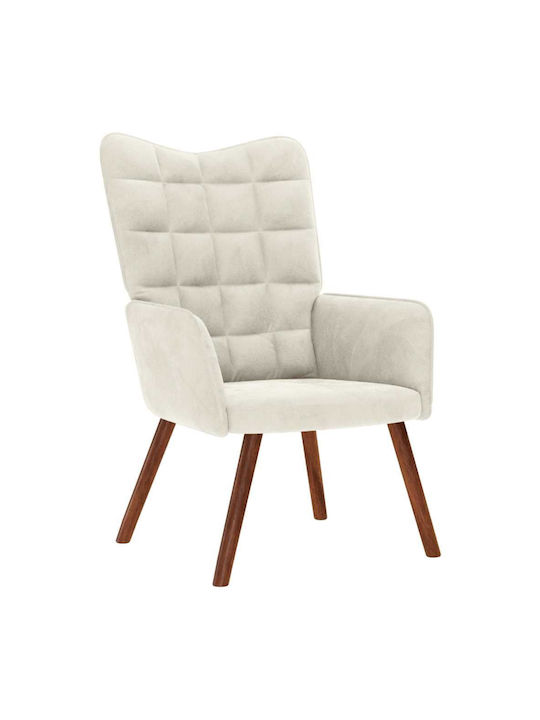 Sessel mit Fußhocker Samt Crem 61.5x69x95.5cm