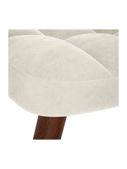 Sessel mit Fußhocker Samt Crem 61.5x69x95.5cm