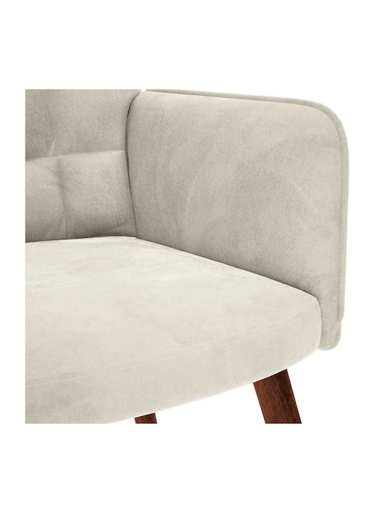 Sessel mit Fußhocker Samt Crem 61.5x69x95.5cm