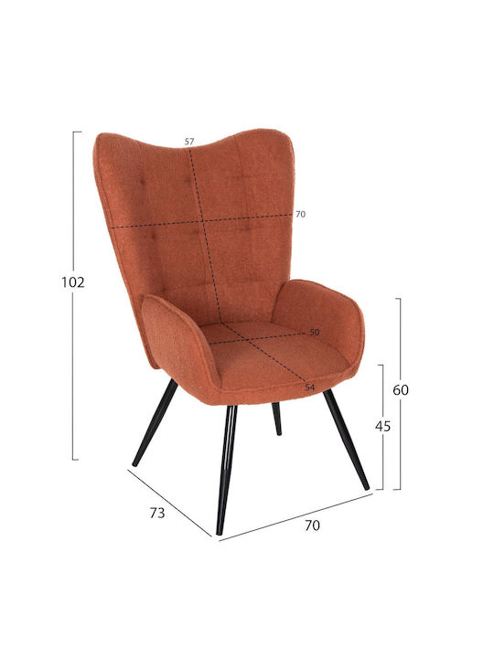 Crawley Πολυθρόνα με Υποπόδιο Πορτοκαλί 70x74x105cm