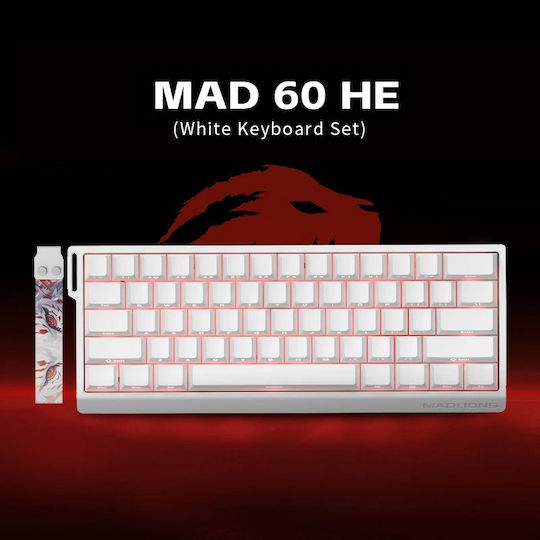 Madlions Professional MAD 60 HE RGB - 1K Gaming Mechanical Keyboard 60% with Magnetic switches and RGB lighting (English US) White