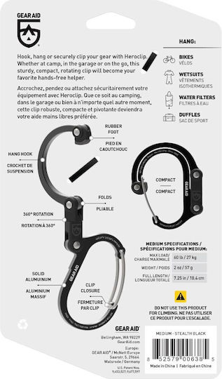 Bază de Suport Echipament Gearaid Heroclip M Negru