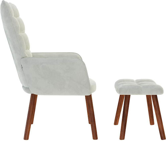 Bergère with Footstool Light Grey 61.5x69x95.5cm