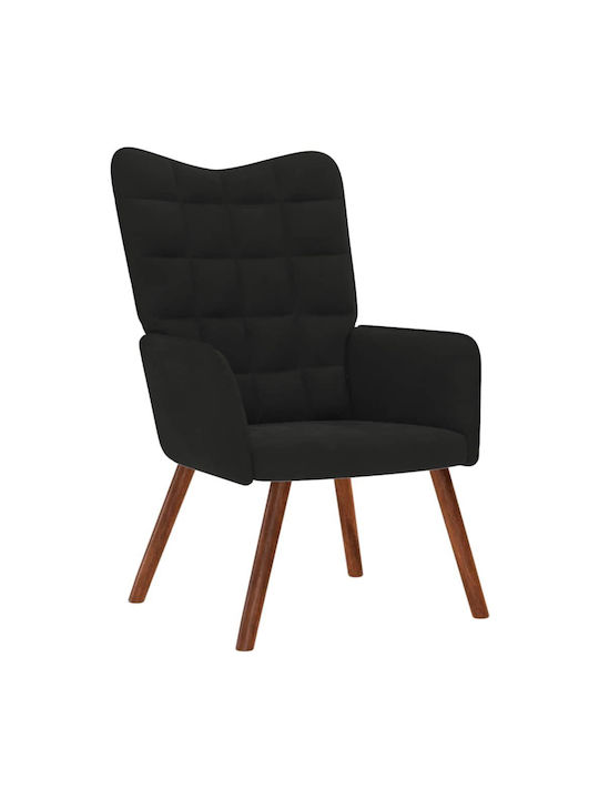 Μπερζέρα με Υποπόδιο Βελούδινη Μαύρο 61.5x69x95.5cm