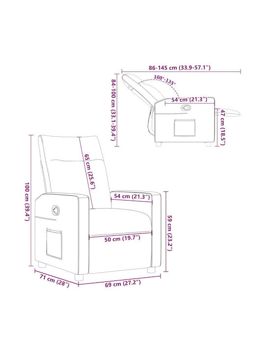 Relax Armchair with Footstool Black 50x54x100cm