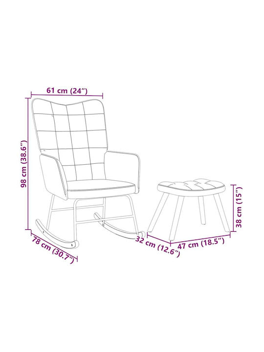 Rocking Armchair with Footstool Light Grey 61x78x98cm