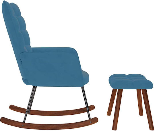 Schaukelstuhl mit Fußhocker Samt Blue 61x78x98cm