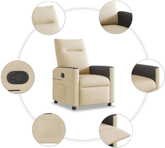 Relaxsessel mit Fußhocker Cream 50x54x100cm
