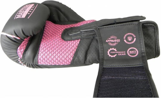 Sport Masters Boxing Gloves made of Synthetic Leather for Match Black/Pink