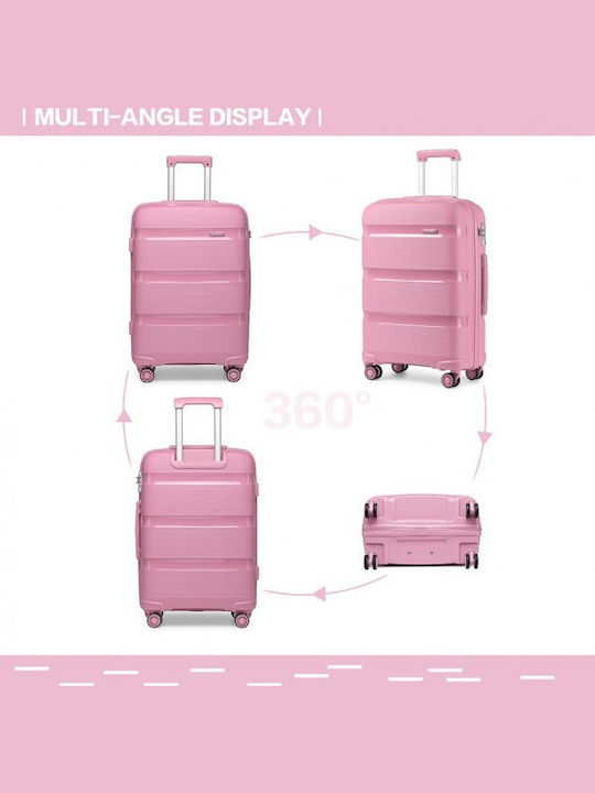 Miss Lulu Βαλίτσες Ταξιδιού Σκληρές Pink με 4 Ρόδες Σετ 3τμχ
