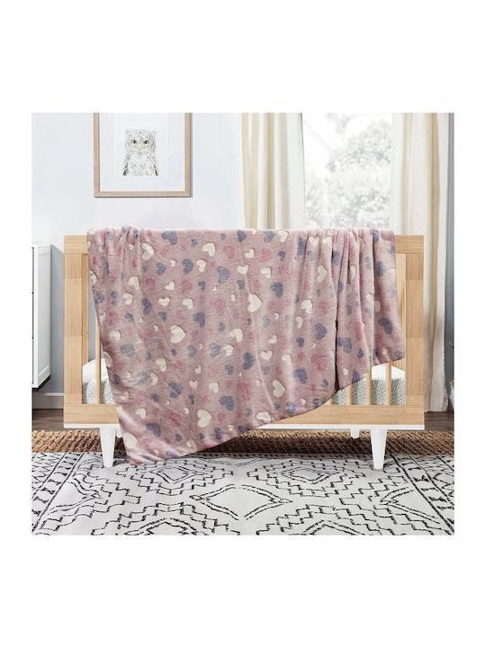 Lino Home Κουβέρτα Κούνιας Fleece Ροζ 110x150εκ.