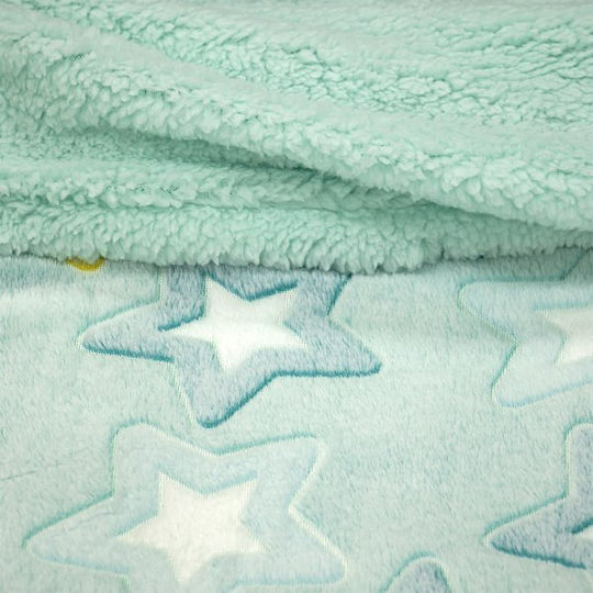 Lino Home Κουβέρτα Κούνιας Fleece Πράσινη 110x150εκ.