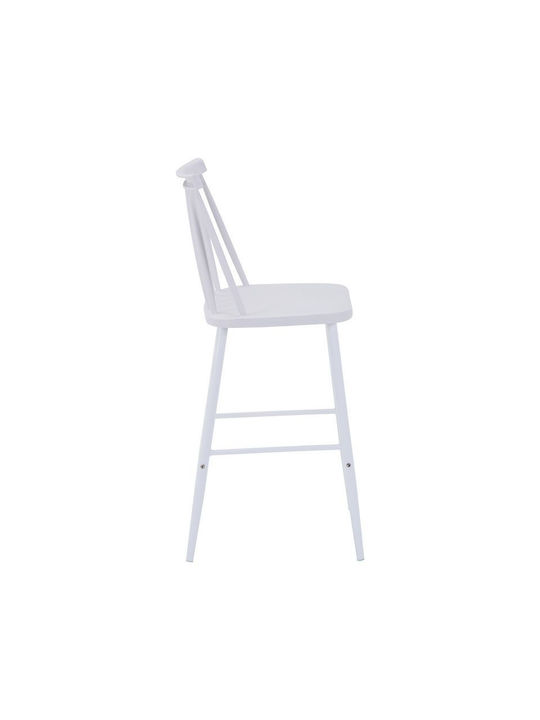 Stool Bar with Backrest Metallic Aurora White Shade-Metallic White Leg 42x47x99cm