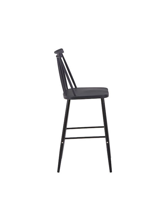 Stool Bar with Backrest Metallic Aurora Μαύρη Απόχρωση-πόδι Μεταλλικό Μαύρο 42x47x99cm