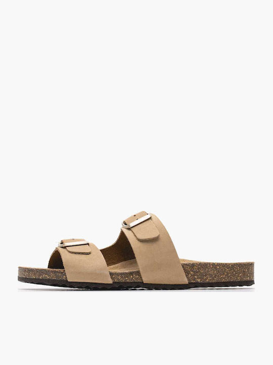 D.brionia Leather Women's Flat Sandals in Beige Color