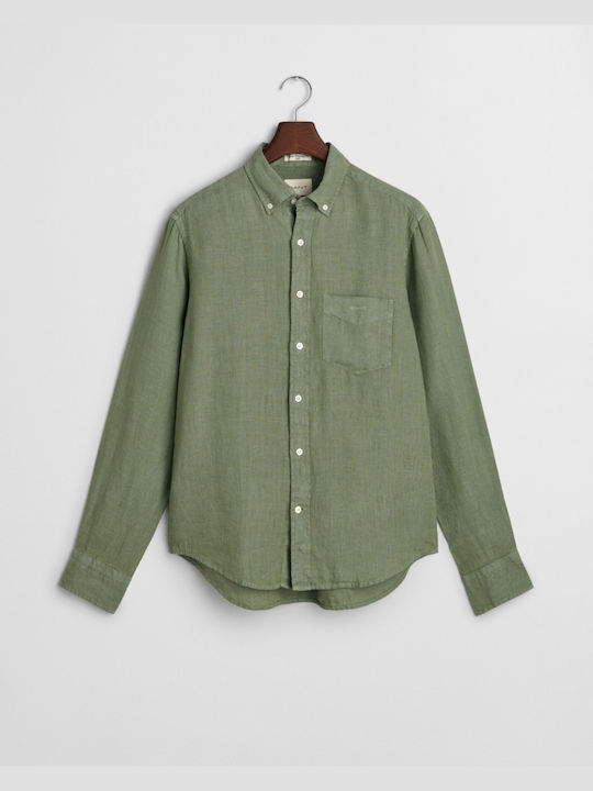 Gant Long-sleeved Linen Shirt Green