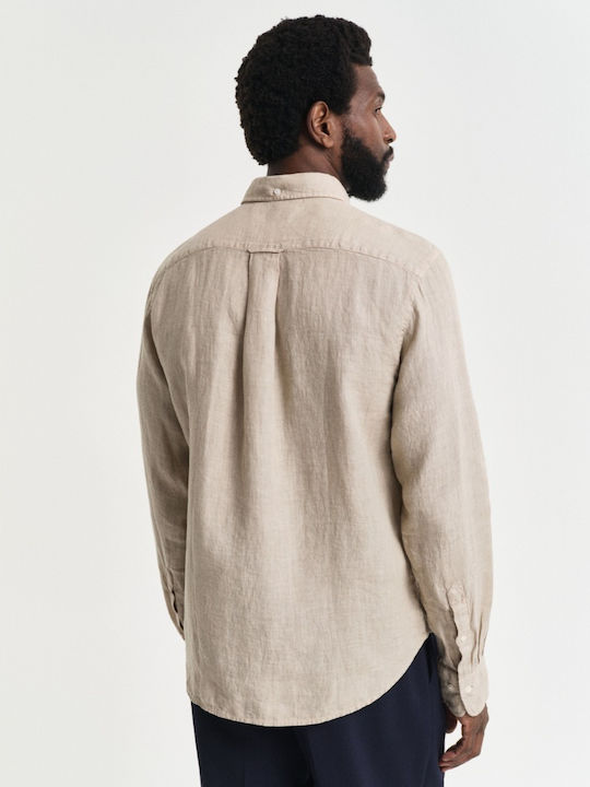 Langärmlig Leinen Hemd Beige