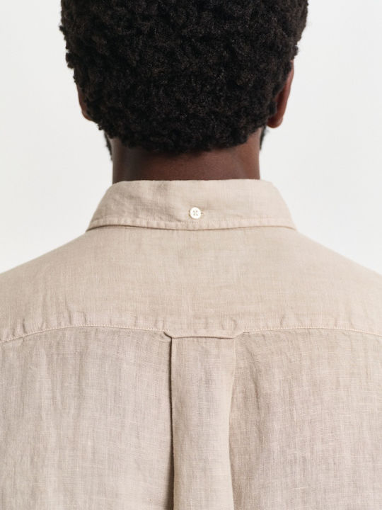 Langärmlig Leinen Hemd Beige