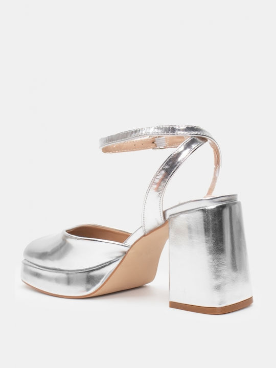 Luigi Silver Heels with Strap