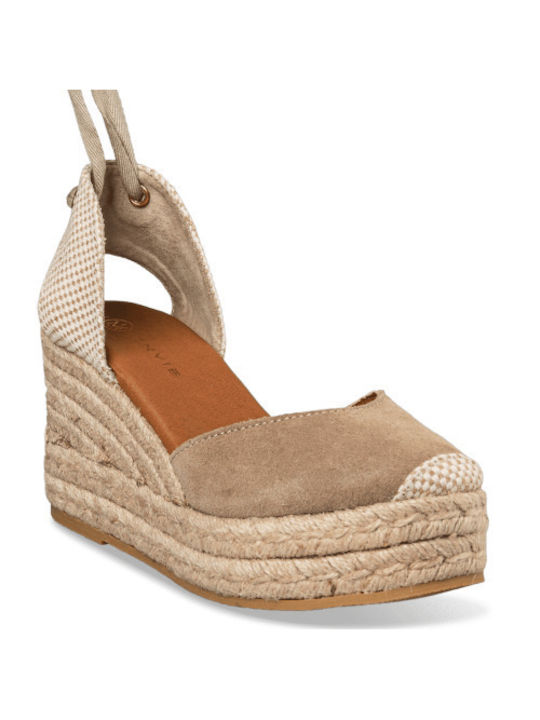 Envie Shoes Women's Fabric Platform Espadrilles Beige