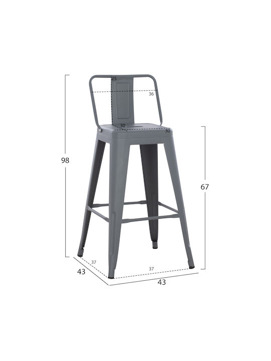 Μεταλλικό Σκαμπό Μπαρ Melita-pro Γκρι 43x43x88cm Μεταλλικό Σκαμπό Μπαρ Melita-pro Γκρι 43x43x88cm