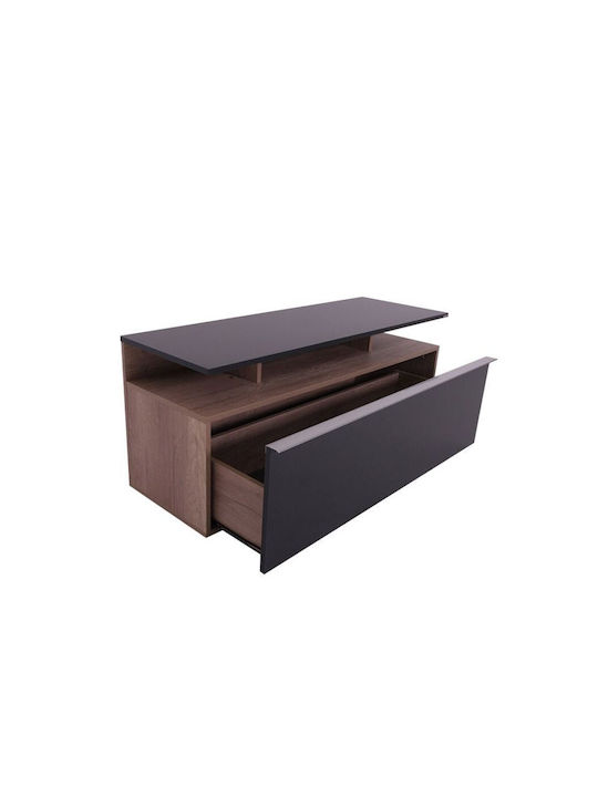 TV Stand Wooden Temano Black Gloss-Walnut L117xW40xH48cm