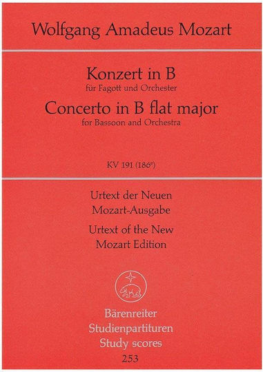 Mozart Concerto In Bb Major Basoon Pocket Score