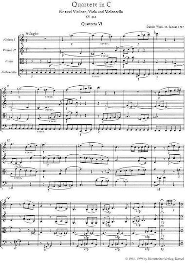 Mozart String Quartet In C Major Kv465 Pocket Score