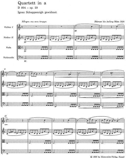 Schubert String Quartet D804 D703 Pocket Score