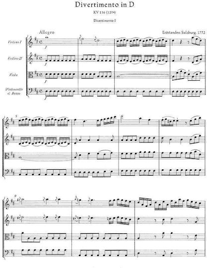 Mozart Three Divertimenti Strings Kv 136-138 Pocket Score