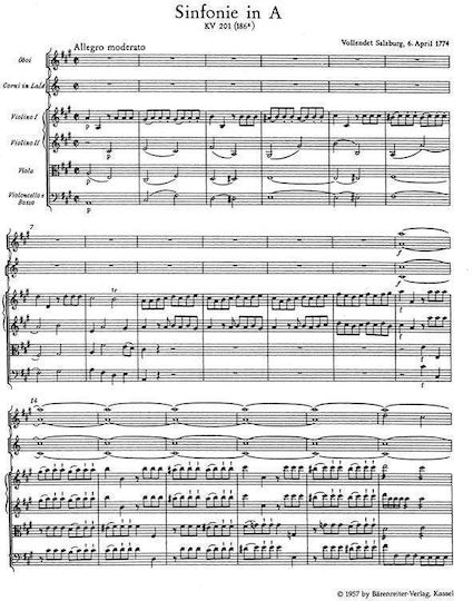 Mozart Symphony In A Major Pocket Score